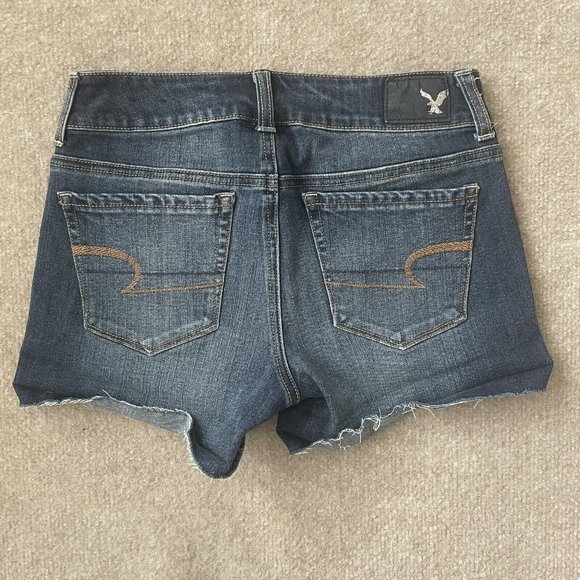 American Eagle Shorts Womens 0 Shortie Denim Jean Cut Off Stretch Dark Wash - Picture 8 of 8